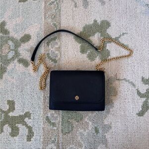 Tory Burch Black Emerson Crossbody Bag with Gold Chain